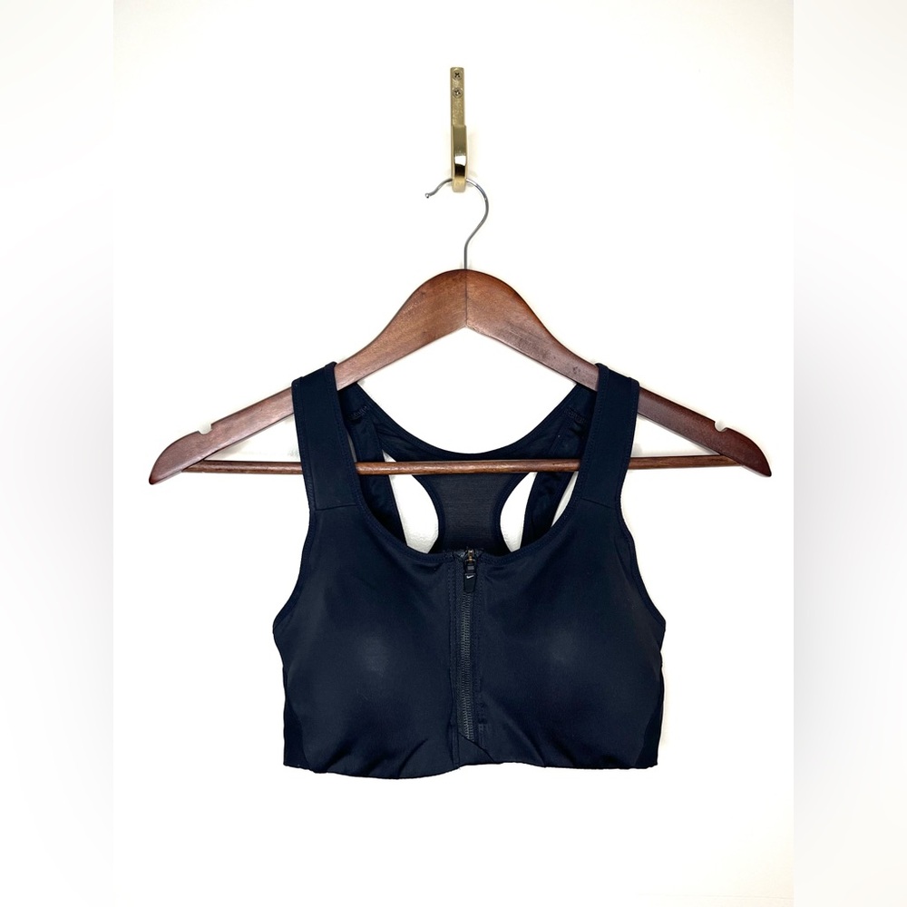 NIKE Shape High-Support Padded Zip-Front Sports Bra Black‎ | Small
